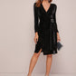 Polka Dot Print Self Tie Velvet Wrap Dress