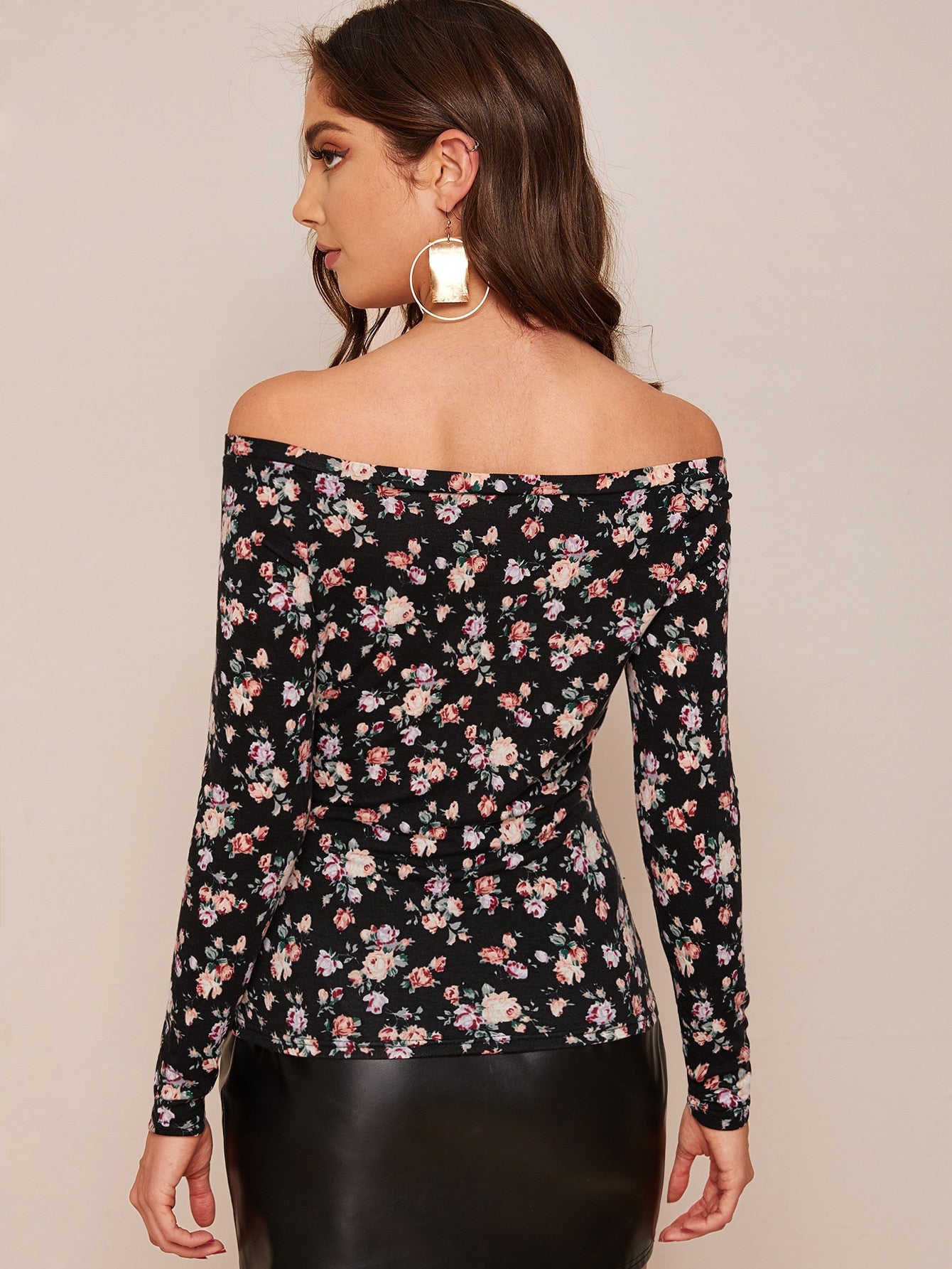 Ditsy Floral Form Fitted Bardot Tee