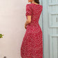 Ditsy Floral Sweetheart Neck Split Fitted Dress