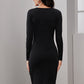 Solid Button Front Ribbed Dress