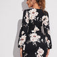 Surplice Neck Lantern Sleeve Self Belted Floral Dress