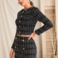 Raw Trim Tweed Jacket & Button Detail Skirt Set