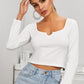 Solid Notched Crop Tee