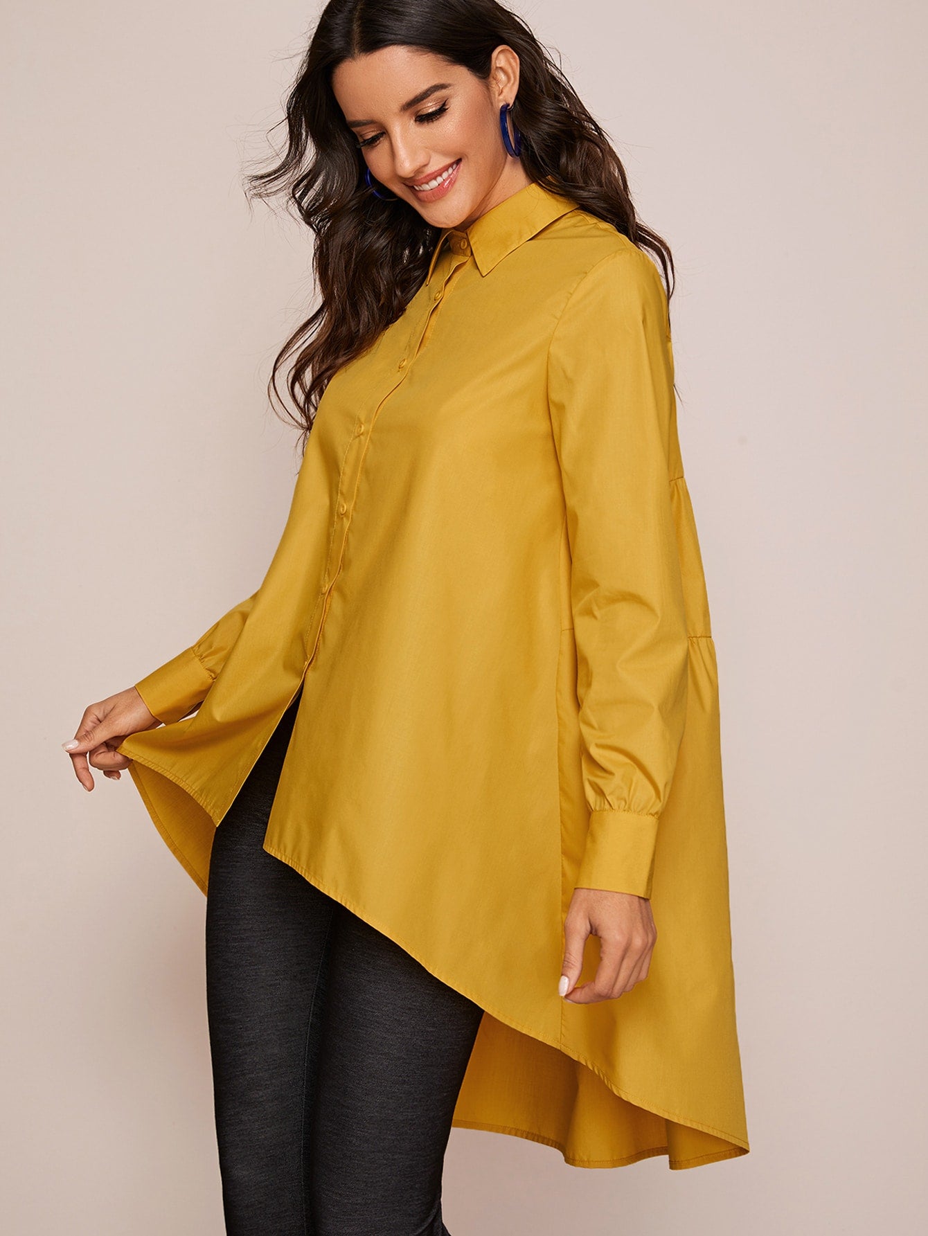 High Low Tiered Back Blouse
