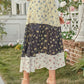 Elastic Waist Ditsy Floral Colorblock Skirt