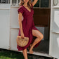 Button Front Belted Wrap Dress