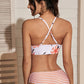 Striped & Floral Print Bikini Set