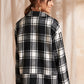Notched Collar Buttoned Front Plaid Coat