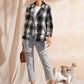 Notched Collar Buttoned Front Plaid Coat