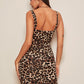Thick Strap Leopard Print Split Thigh Dress