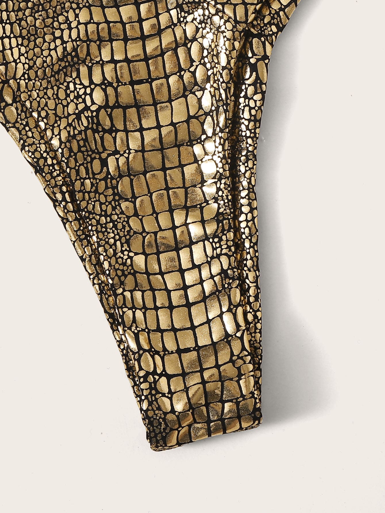 Metallic Crocodile Top With High Cut Bikini Set