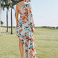 One Shoulder Floral Top & Asymmetric Ruffle Skirt Set