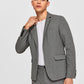 Men Notched Collar Buttoned Front Heather Gray Blazer