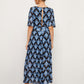 Ruffle Trim Keyhole Back Chiffon Dress