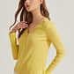 Button Half Placket Rib-knit Tee