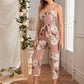 Floral Print Belted Cami Jumpsuit