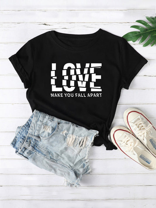 Slogan Graphic Rolled Cuff Tee