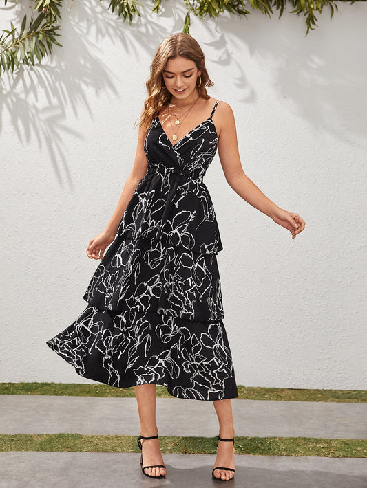 Surplice Front Layered Cami Dress