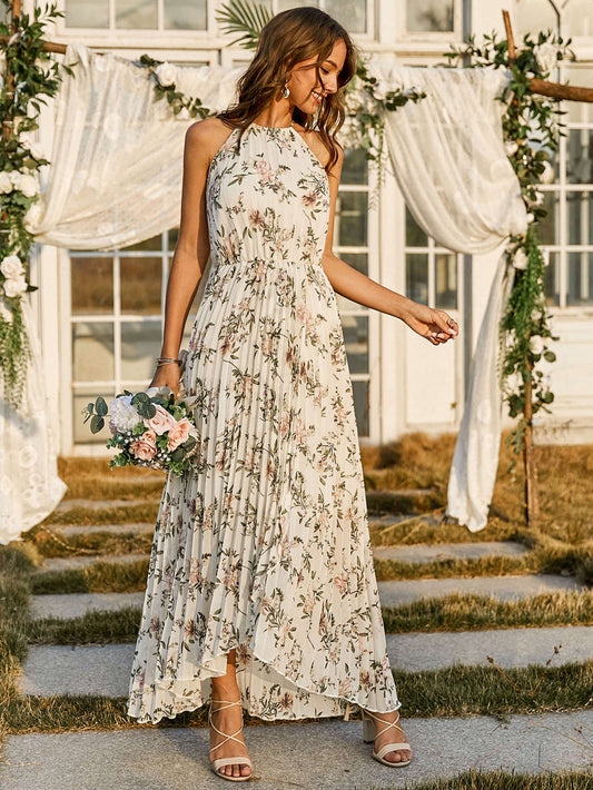 Floral Print Pleated Cami Dress