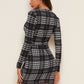 Surplice Neck Asymmetrical Hem Plaid Dress