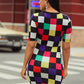Colorblock Plaid Bodycon Dress