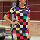 Colorblock Plaid Bodycon Dress