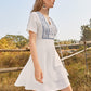 Plants Pattern Tassel Tie Neck Dress