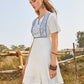Plants Pattern Tassel Tie Neck Dress