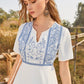 Plants Pattern Tassel Tie Neck Dress