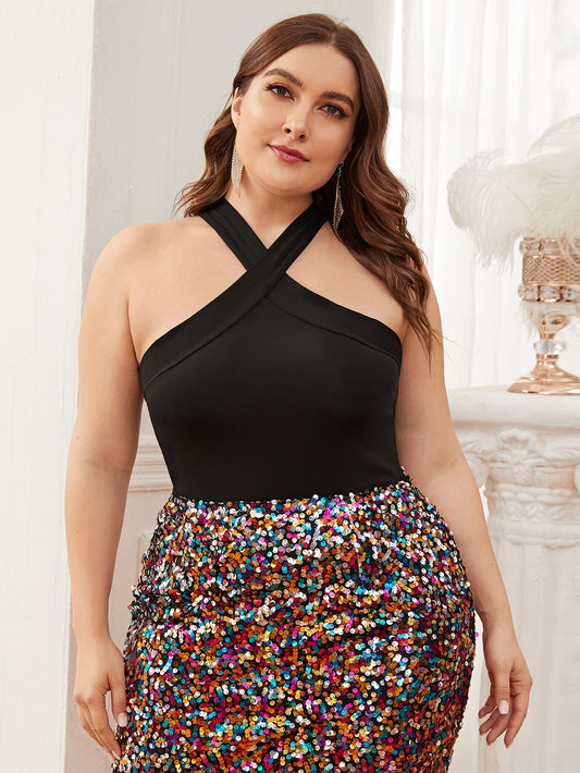 Plus Solid Slim Halter Top