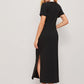 Floral Embroidery Split Thigh Tee Dress