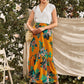 Button Front Floral Maxi Skirt