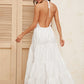Halterneck Backless Lace Inset Flounce Dress