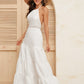 Halterneck Backless Lace Inset Flounce Dress