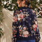 Botanical Print O-ring Zip Up Bomber Jacket