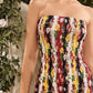 M-slit Hem Floral Print Shirred Tube Dress