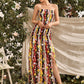 M-slit Hem Floral Print Shirred Tube Dress