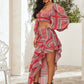 Sweetheart Neck Lantern Sleeve Top and Asymmetrical Skirt Set