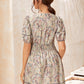 Paisley Print Shirred Waist Dress