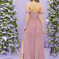 Guipure Lace Overlay Bodice High Split Hem Dress