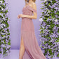 Guipure Lace Overlay Bodice High Split Hem Dress