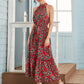 Floral Print Belted Halter Dress