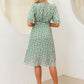 Ruffle Trim Belted Pleated Polka Dot Dress