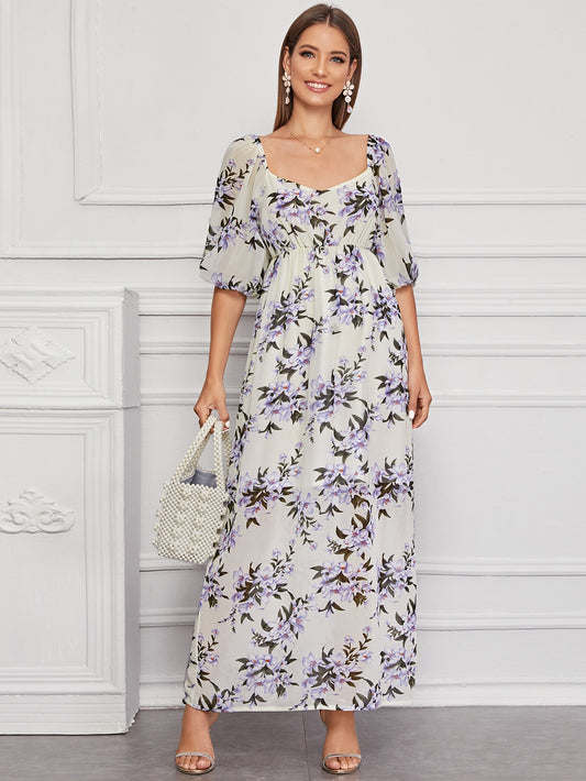 Floral Print A-line Dress