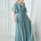 Cold Shoulder Flutter Sleeve Maxi Formal Dress