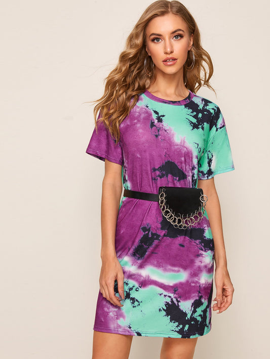 Tie Dye Tee Dress Without Bag