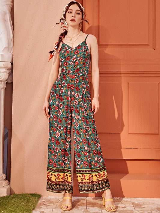 Floral Print Zip Back Cami Jumpsuit