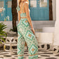 Tribal Print Cami Top & Belted Wide Leg Pants
