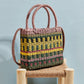 Color-block Woven Raffia Satchel Bag