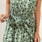 High Low Polka Dot Print Belted Halter Dress